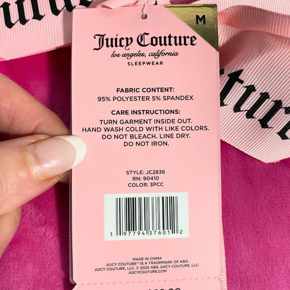 Juicy Couture Logo 3 Piece Top, Pants & Shorts Pink Pajama Gift Set Size M or L - Picture 6 of 6